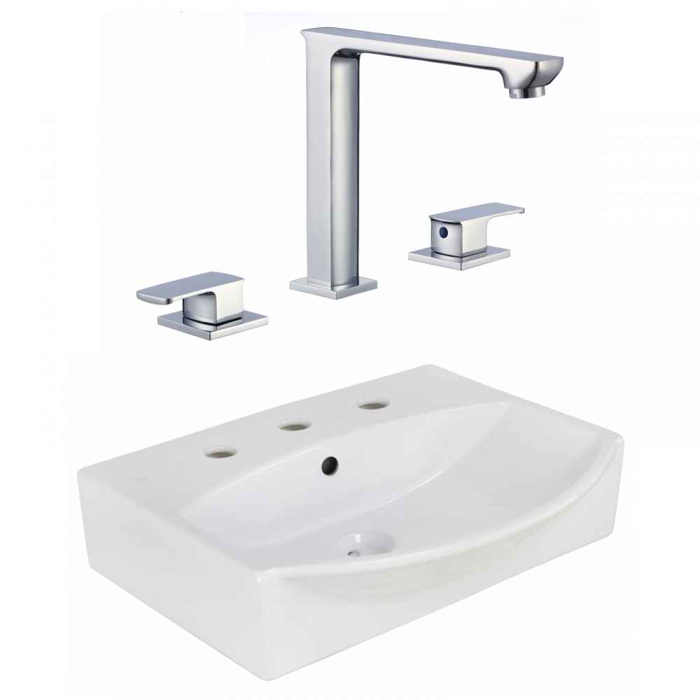 19.5-in. x 16-in. Rectangle Bathroom Vessel Sink Set White Enamel Glaze
