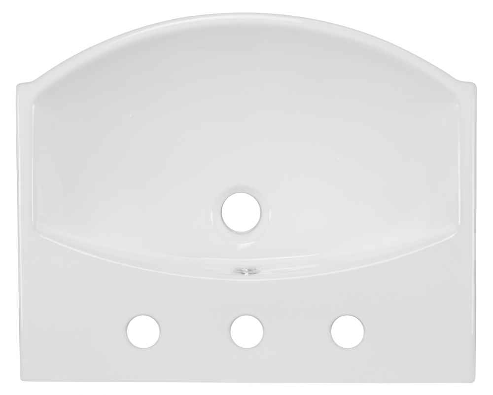 19.5-in. x 16-in. Rectangle Bathroom Vessel Sink Set White Enamel Glaze