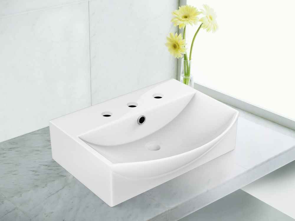 19.5-in. x 16-in. Rectangle Bathroom Vessel Sink Set White Enamel Glaze