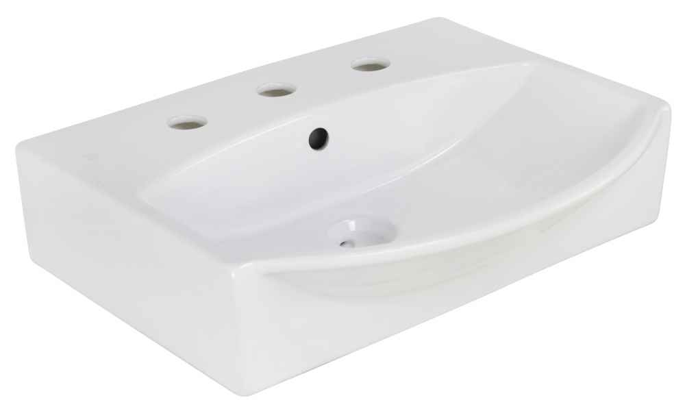 19.5-in. x 16-in. Rectangle Bathroom Vessel Sink Set White Enamel Glaze