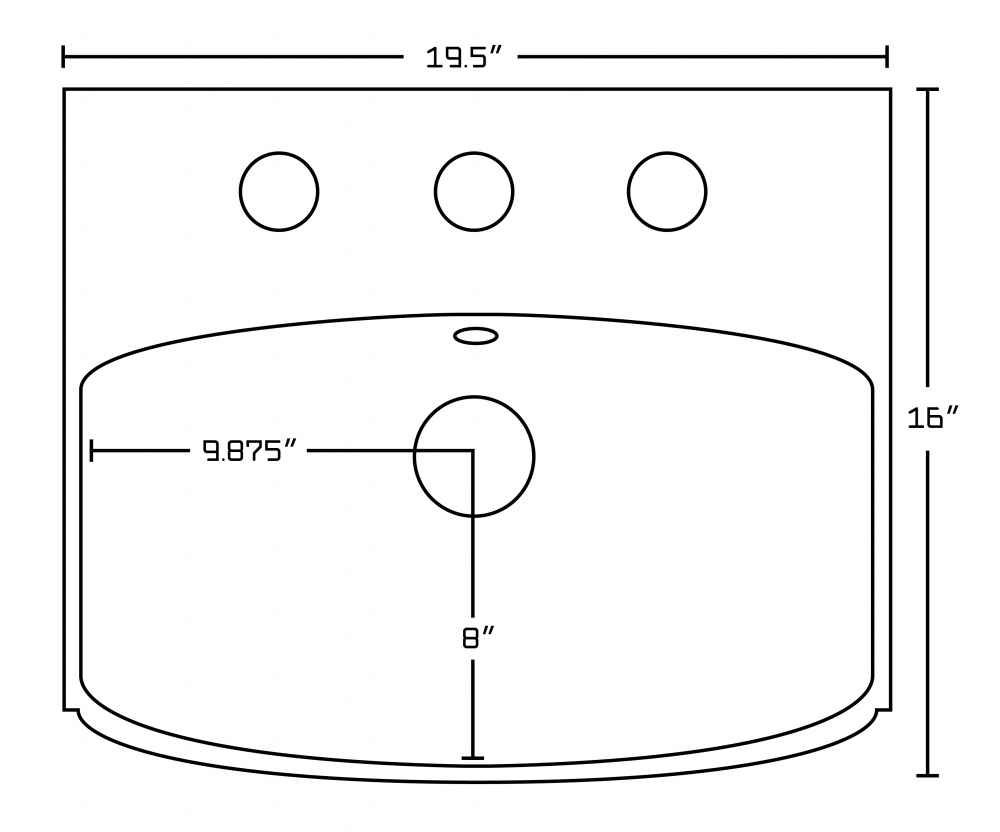 19.5-in. x 16-in. Rectangle Bathroom Vessel Sink Set White Enamel Glaze