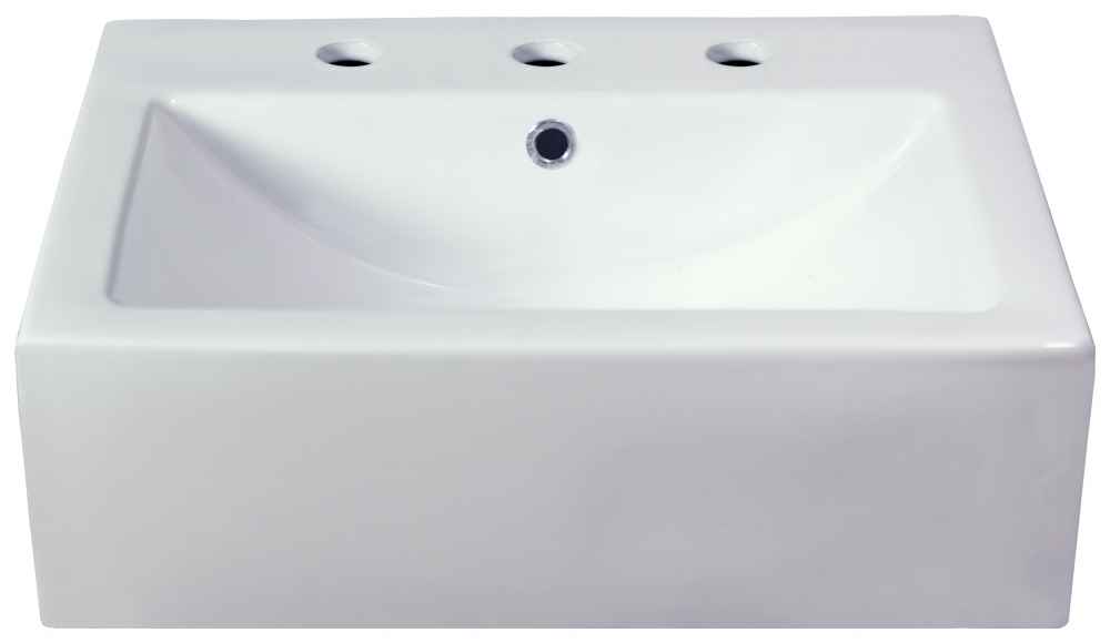20.75-in. x 17.25-in. Rectangle Bathroom Vessel Sink Set White Enamel Glaze