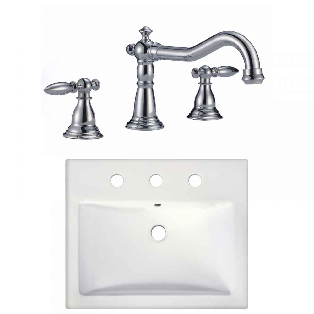 20.75-in. x 17.25-in. Rectangle Bathroom Vessel Sink Set White Enamel Glaze