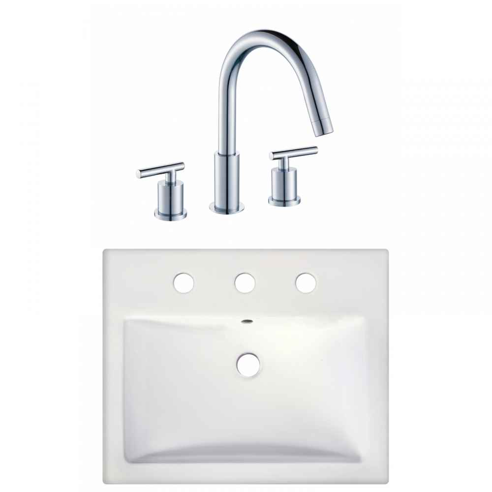 20.75-in. x 17.25-in. Rectangle Bathroom Vessel Sink Set White Enamel Glaze