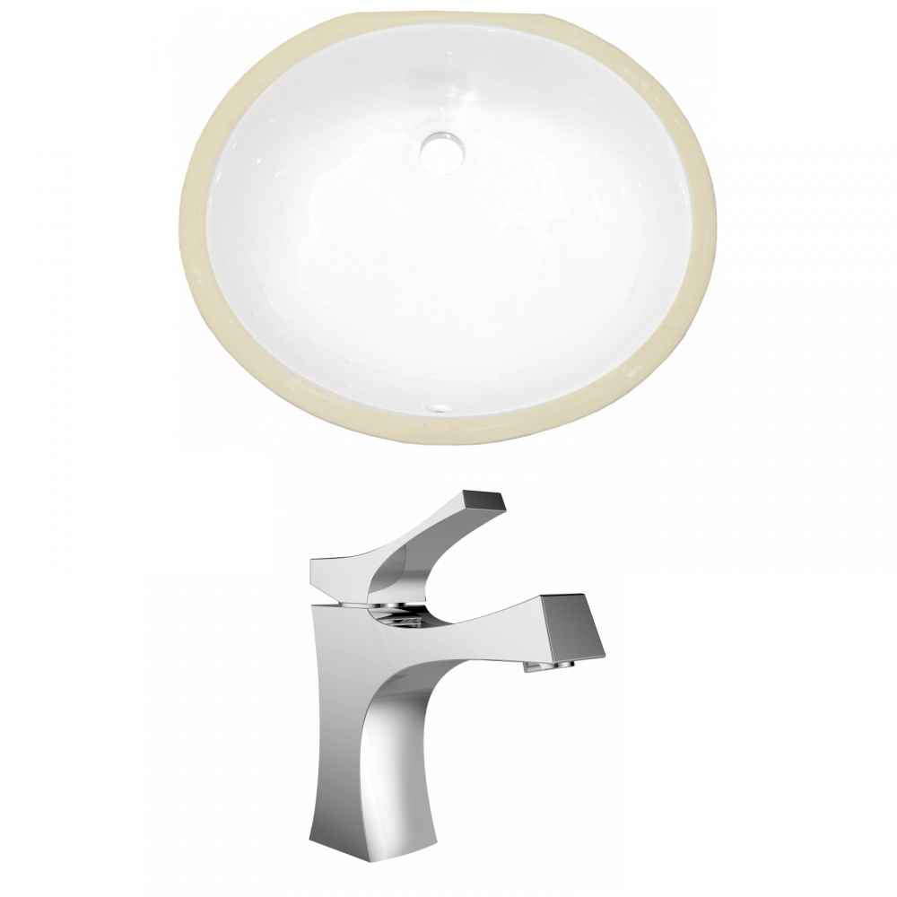 19.5-in. W Oval Bathroom Undermount Sink Set In White - Chrome Hardware