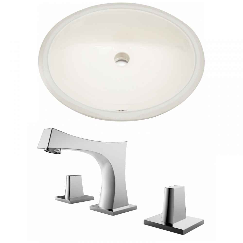 19.75-in. W Oval Bathroom Undermount Sink Set In Biscuit - Chrome Hardware