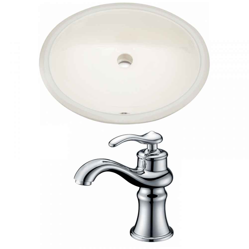 19.75-in. W Oval Bathroom Undermount Sink Set In Biscuit - Chrome Hardware