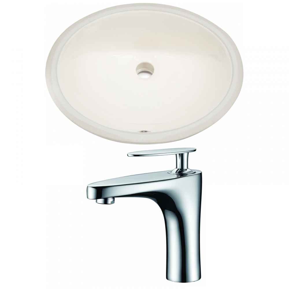19.75-in. W Oval Bathroom Undermount Sink Set In Biscuit - Chrome Hardware