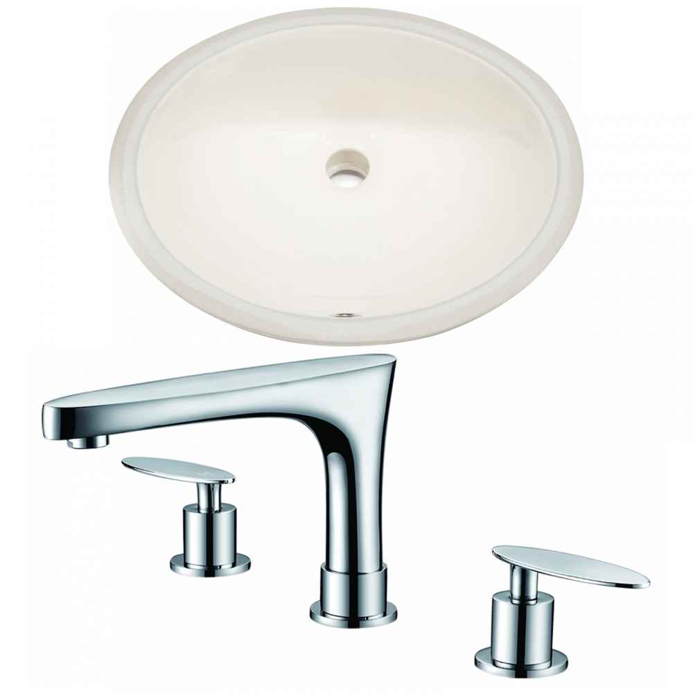 19.75-in. W Oval Bathroom Undermount Sink Set In Biscuit - Chrome Hardware