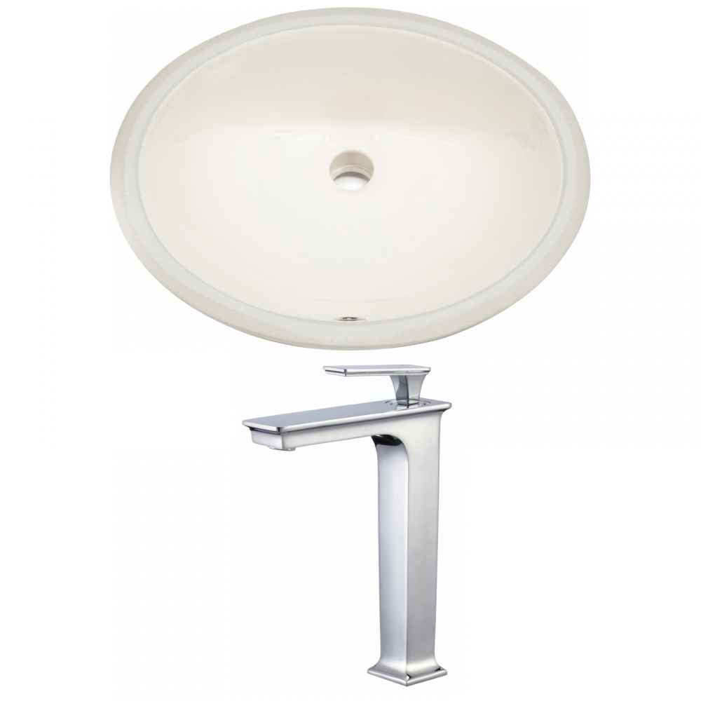 19.75-in. W Oval Bathroom Undermount Sink Set In Biscuit - Chrome Hardware