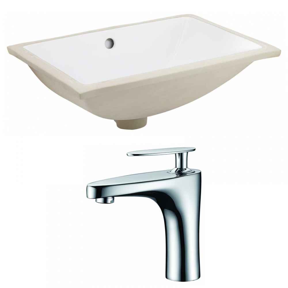 20.75-in. W Rectangle Bathroom Undermount Sink Set In White - Chrome Hardware