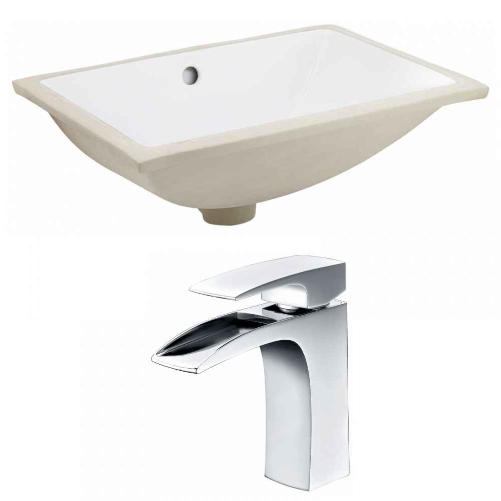 20.75-in. W Rectangle Bathroom Undermount Sink Set In White - Chrome Hardware