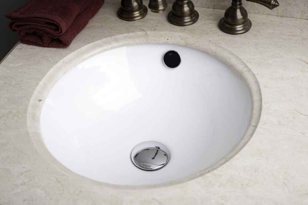 16.5-in. W Round Bathroom Undermount Sink Set In White - Chrome Hardware