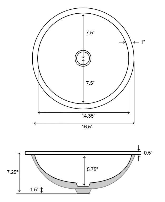 16.5-in. W Round Bathroom Undermount Sink Set In White - Chrome Hardware