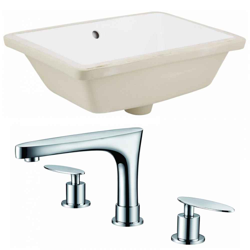 18.25-in. W Rectangle Bathroom Undermount Sink Set In White - Chrome Hardware