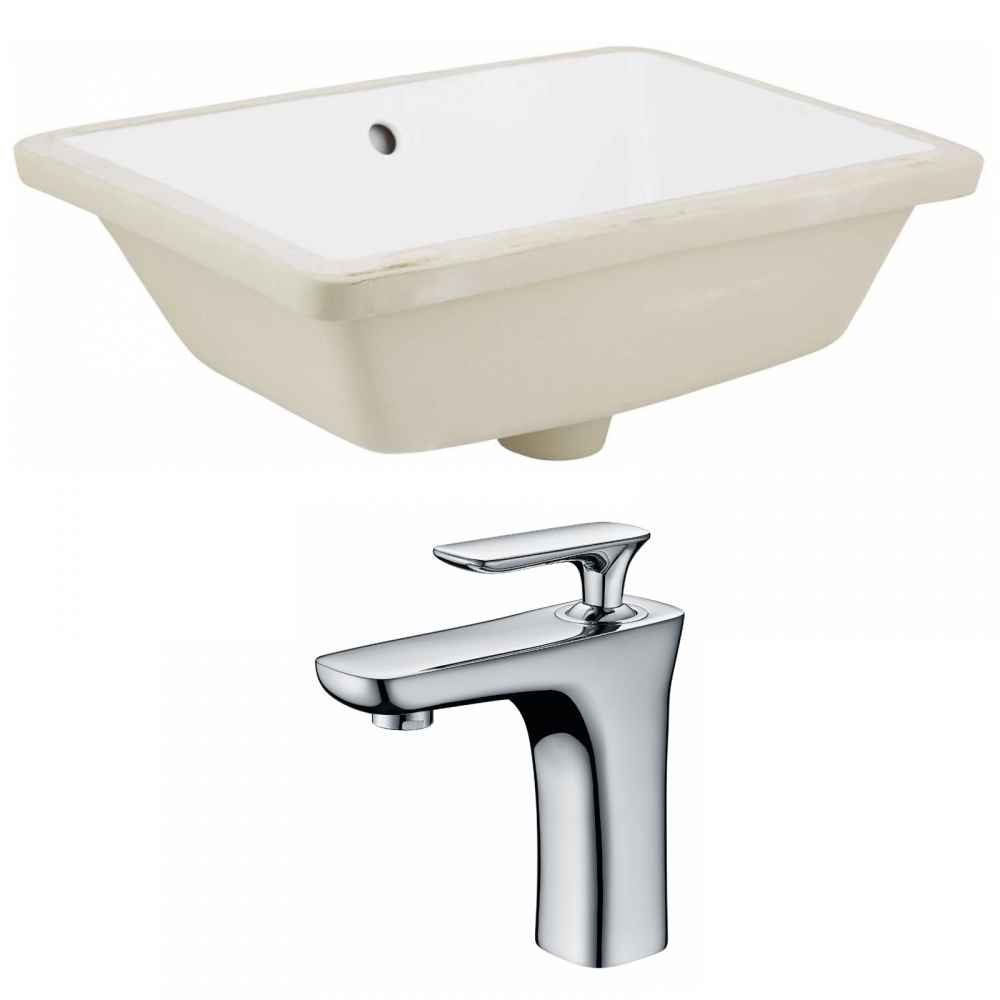 18.25-in. W Rectangle Bathroom Undermount Sink Set In White - Chrome Hardware