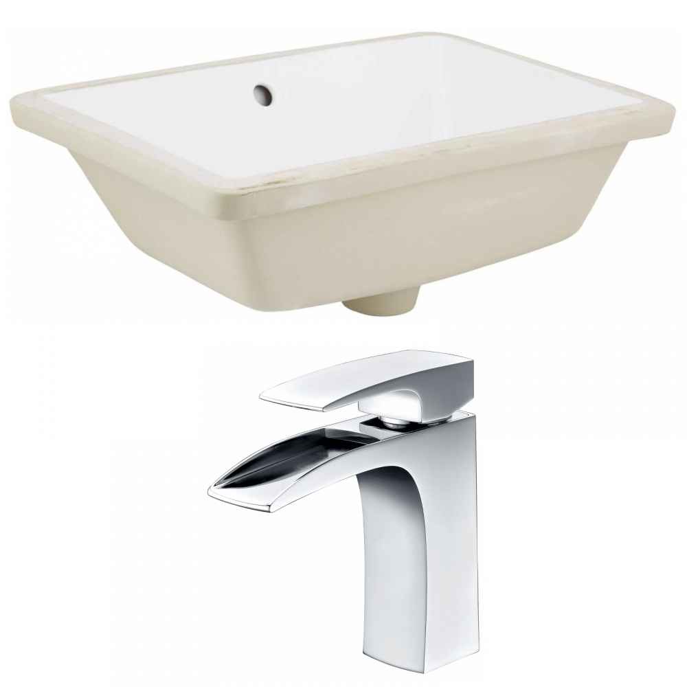 18.25-in. W Rectangle Bathroom Undermount Sink Set In White - Chrome Hardware