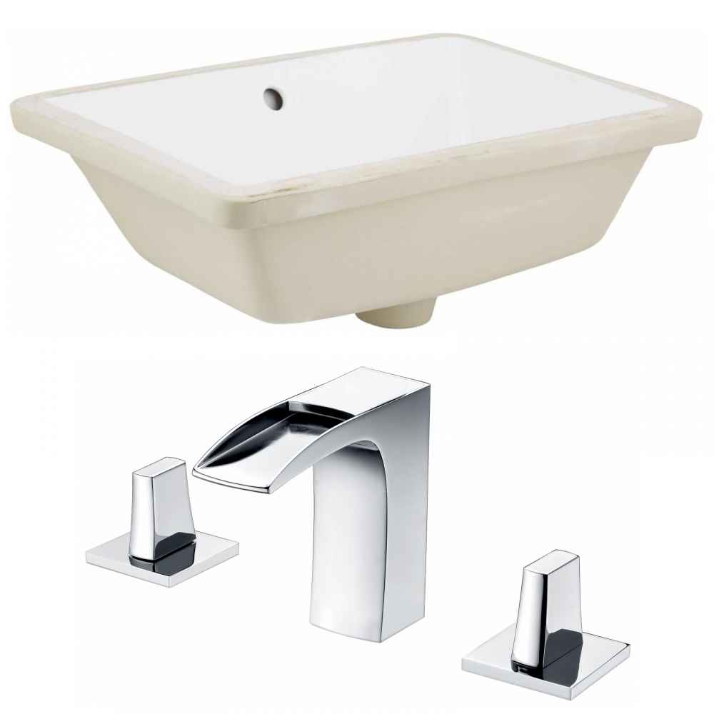 18.25-in. W Rectangle Bathroom Undermount Sink Set In White - Chrome Hardware