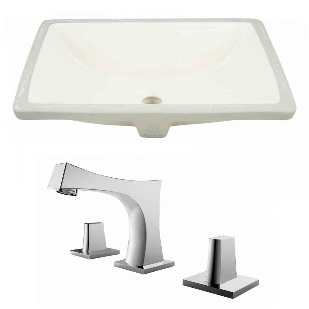 20.75-in. W Rectangle Bathroom Undermount Sink Set In Biscuit - Chrome Hardware