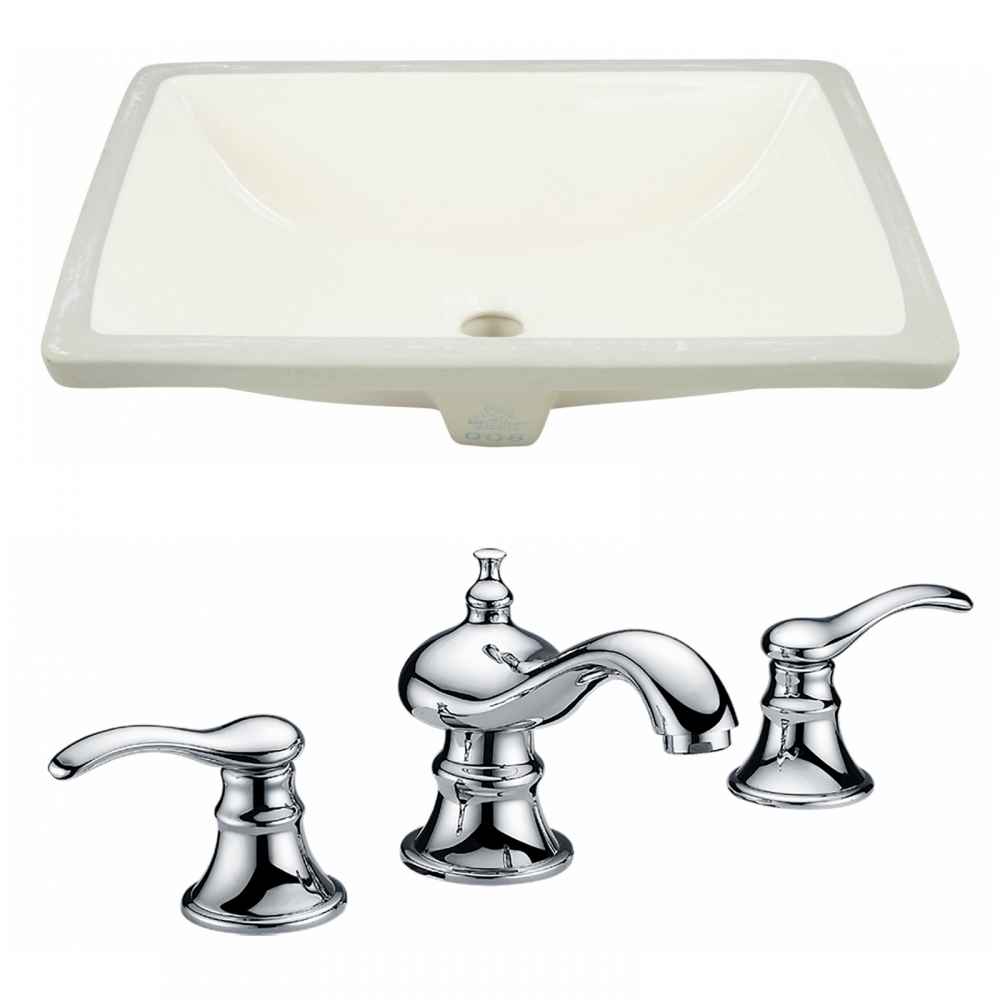 20.75-in. W Rectangle Bathroom Undermount Sink Set In Biscuit - Chrome Hardware