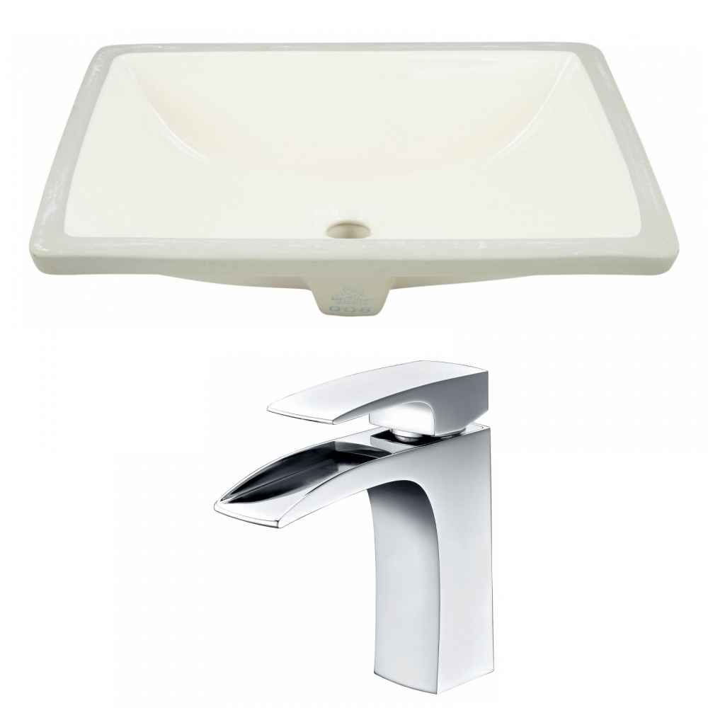 20.75-in. W Rectangle Bathroom Undermount Sink Set In Biscuit - Chrome Hardware