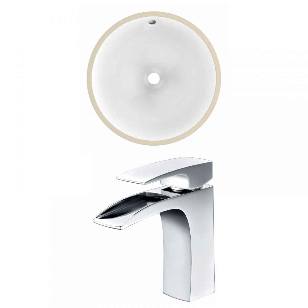 15.25-in. W Round Bathroom Undermount Sink Set In White - Chrome Hardware