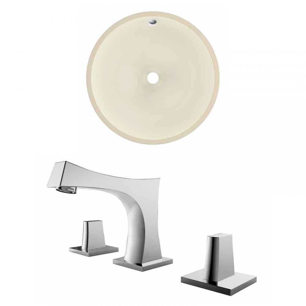 16-in. W Round Bathroom Undermount Sink Set In Biscuit - Chrome Hardware