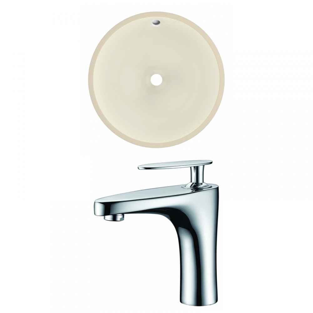 16-in. W Round Bathroom Undermount Sink Set In Biscuit - Chrome Hardware