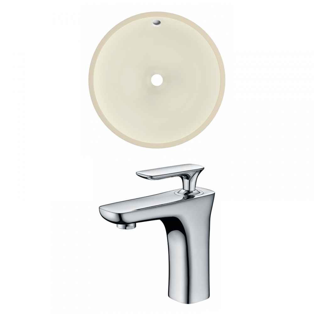 16-in. W Round Bathroom Undermount Sink Set In Biscuit - Chrome Hardware