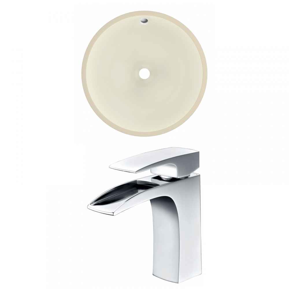16-in. W Round Bathroom Undermount Sink Set In Biscuit - Chrome Hardware