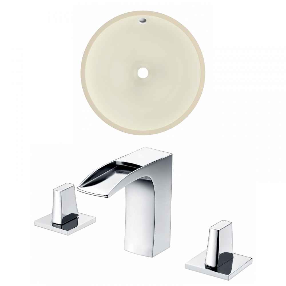 16-in. W Round Bathroom Undermount Sink Set In Biscuit - Chrome Hardware