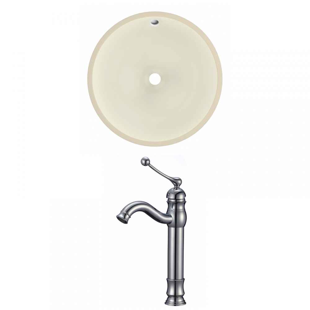 16-in. W Round Bathroom Undermount Sink Set In Biscuit - Chrome Hardware
