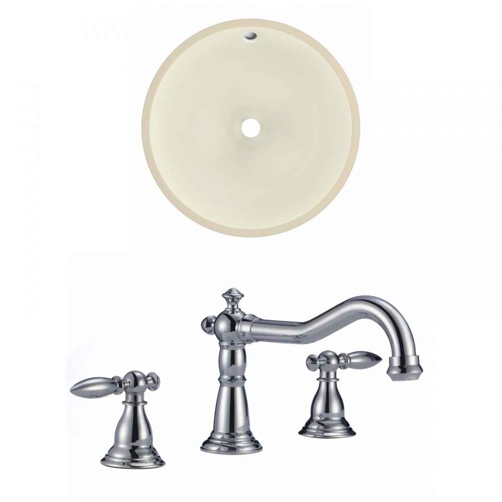 16-in. W Round Bathroom Undermount Sink Set In Biscuit - Chrome Hardware