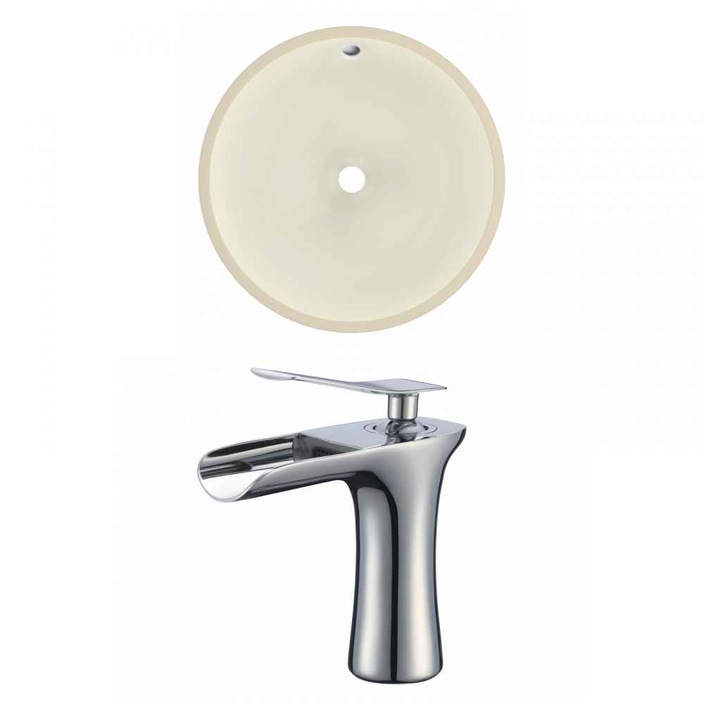 16-in. W Round Bathroom Undermount Sink Set In Biscuit - Chrome Hardware
