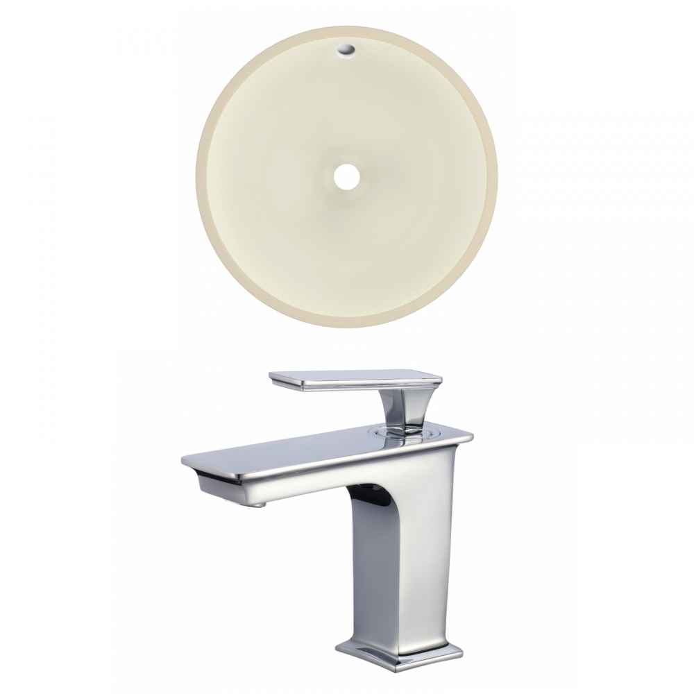 16-in. W Round Bathroom Undermount Sink Set In Biscuit - Chrome Hardware
