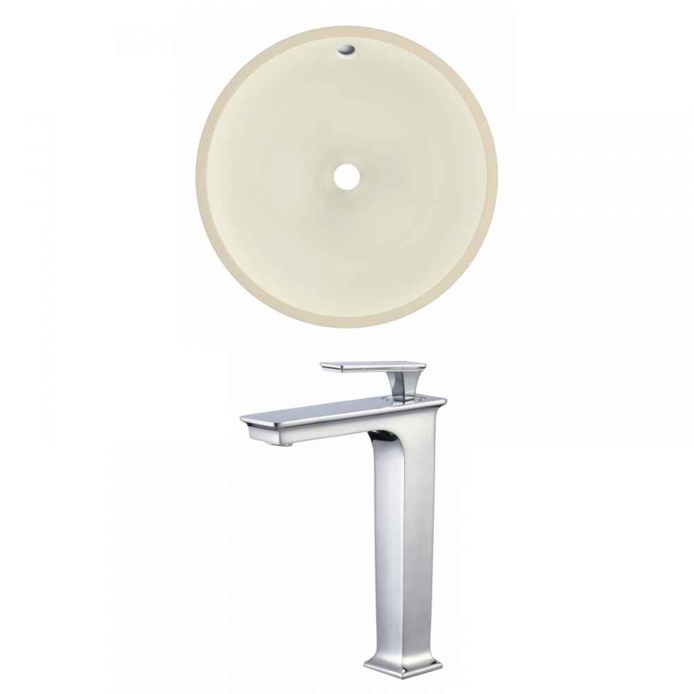 16-in. W Round Bathroom Undermount Sink Set In Biscuit - Chrome Hardware