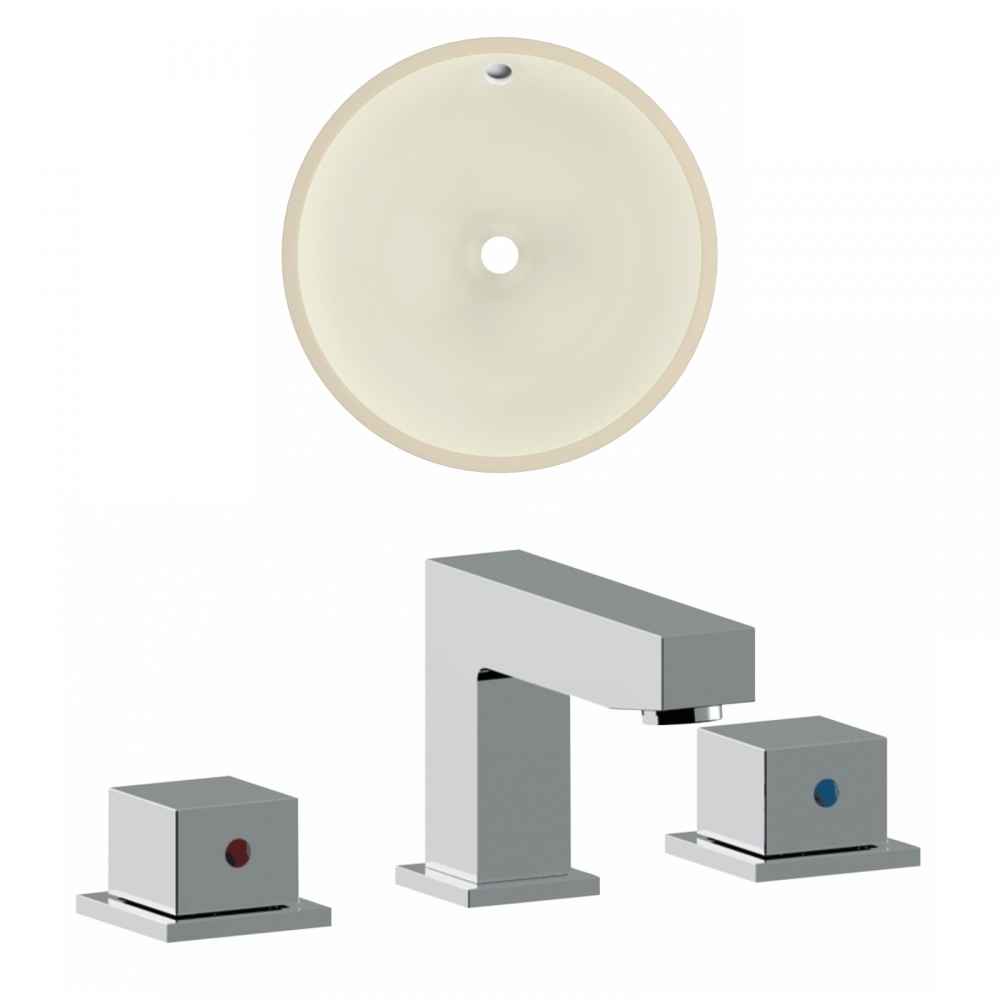 16-in. W Round Bathroom Undermount Sink Set In Biscuit - Chrome Hardware