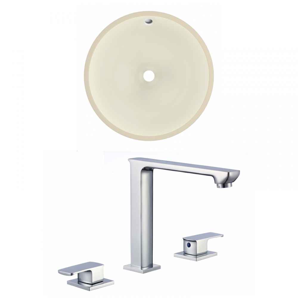 16-in. W Round Bathroom Undermount Sink Set In Biscuit - Chrome Hardware