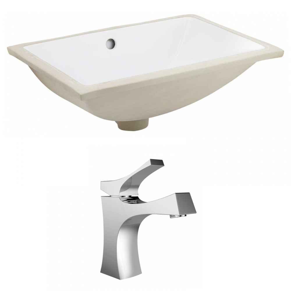 18.25-in. W CUPC Rectangle Bathroom Undermount Sink Set In White - Chrome Hardware