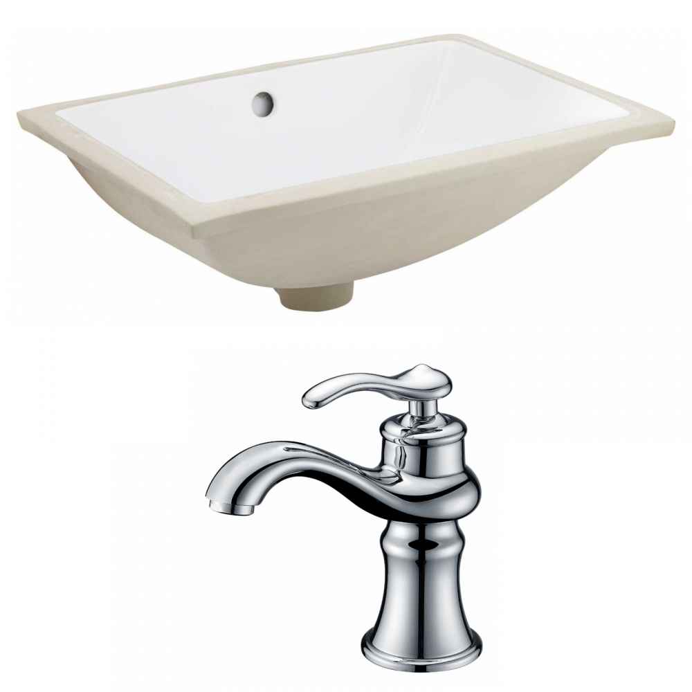 18.25-in. W CUPC Rectangle Bathroom Undermount Sink Set In White - Chrome Hardware