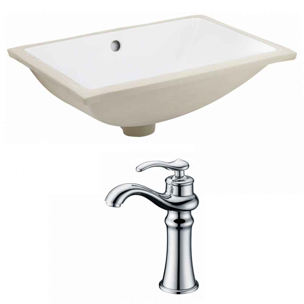 18.25-in. W CUPC Rectangle Bathroom Undermount Sink Set In White - Chrome Hardware
