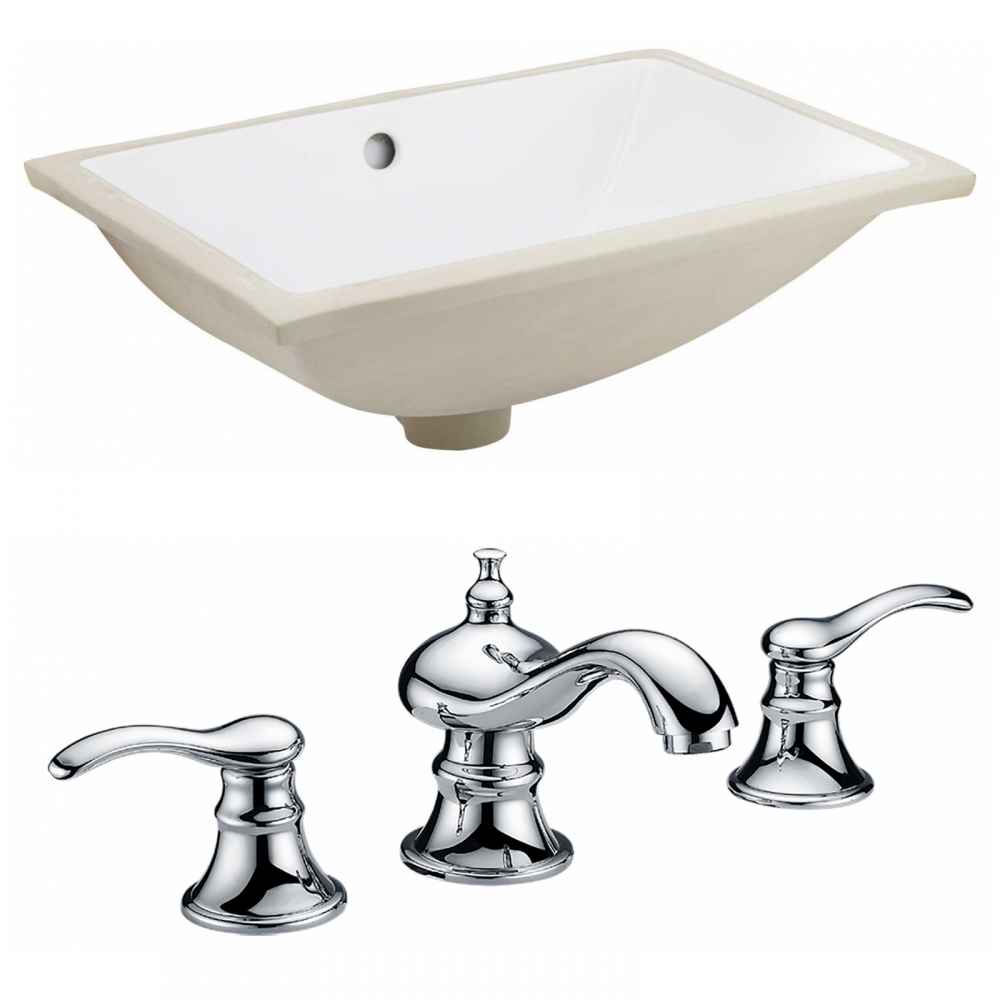 18.25-in. W CUPC Rectangle Bathroom Undermount Sink Set In White - Chrome Hardware
