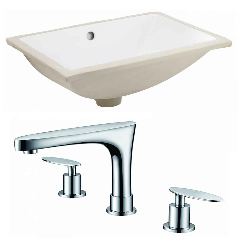 18.25-in. W CUPC Rectangle Bathroom Undermount Sink Set In White - Chrome Hardware