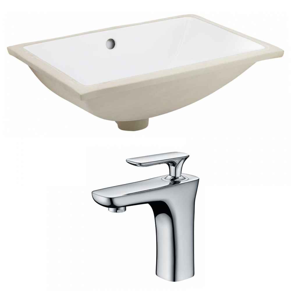 18.25-in. W CUPC Rectangle Bathroom Undermount Sink Set In White - Chrome Hardware