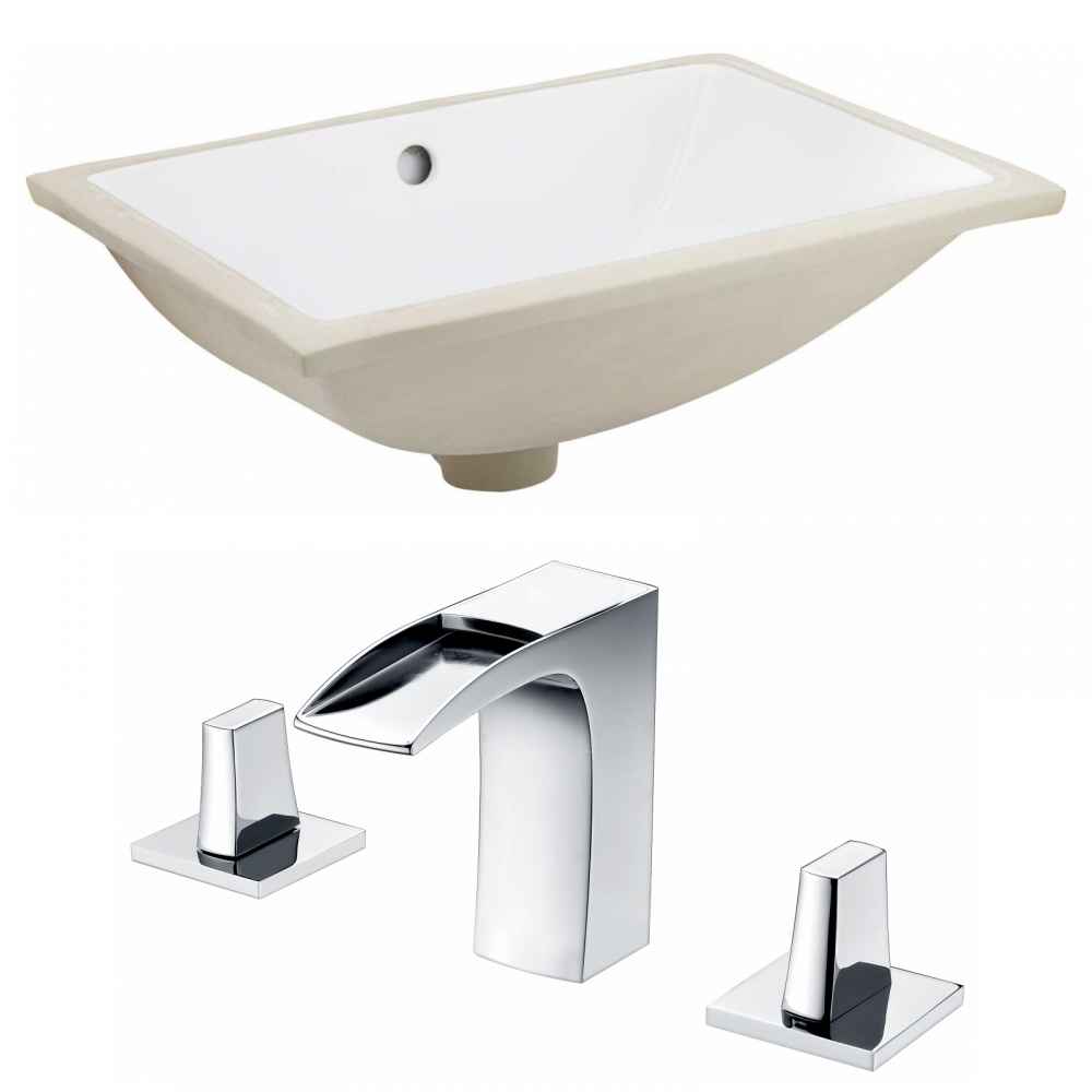 18.25-in. W CUPC Rectangle Bathroom Undermount Sink Set In White - Chrome Hardware