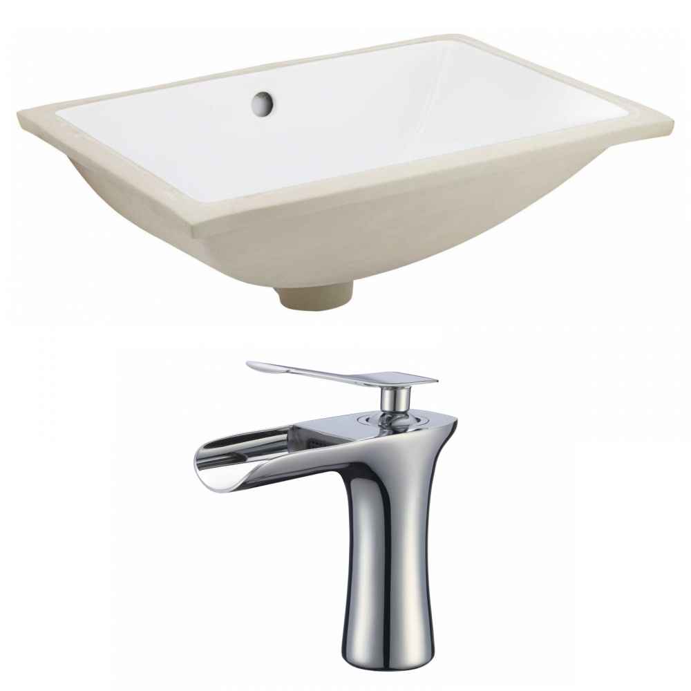 18.25-in. W CUPC Rectangle Bathroom Undermount Sink Set In White - Chrome Hardware