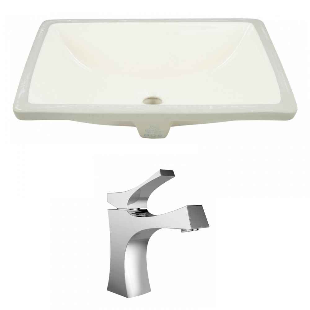 18.25-in. W CUPC Rectangle Bathroom Undermount Sink Set In Biscuit - Chrome Hardware