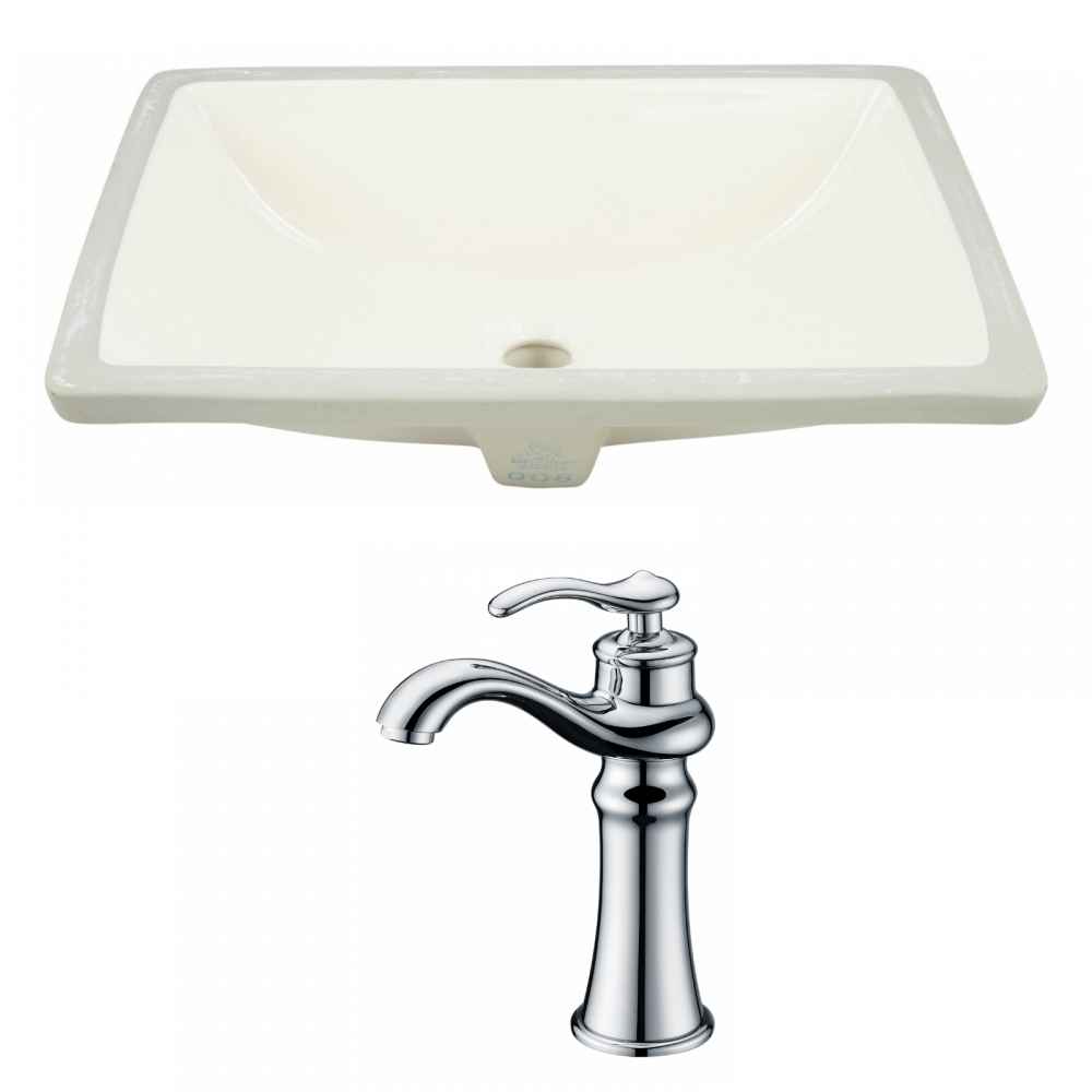 18.25-in. W CUPC Rectangle Bathroom Undermount Sink Set In Biscuit - Chrome Hardware
