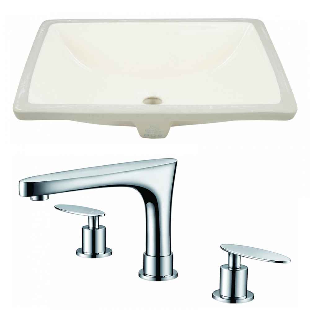 18.25-in. W CUPC Rectangle Bathroom Undermount Sink Set In Biscuit - Chrome Hardware