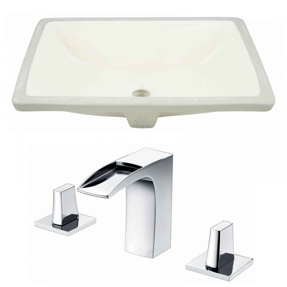 18.25-in. W CUPC Rectangle Bathroom Undermount Sink Set In Biscuit - Chrome Hardware